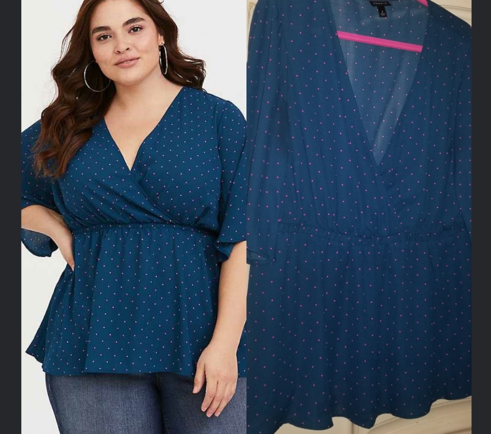 NWOT Torrid Lily Dot Georgette Surplice Top 2X